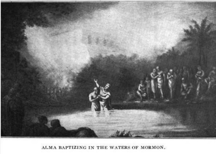 Alma che battezza nelle acque di Mormon
